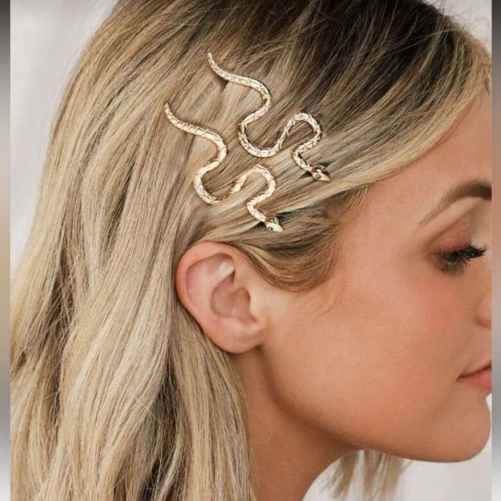 Gold Snake Hair Clips R114